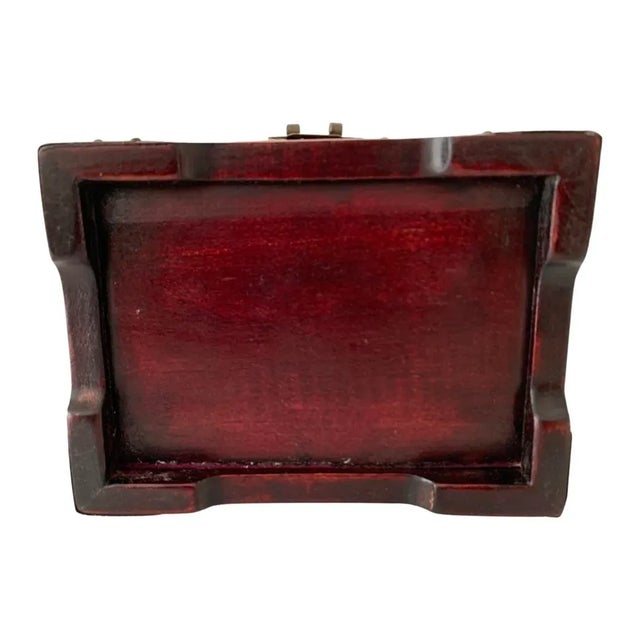 Vintage Chinoiserie Rose Wood and Brass Jewelry Box For Sale - Image 12 of 13