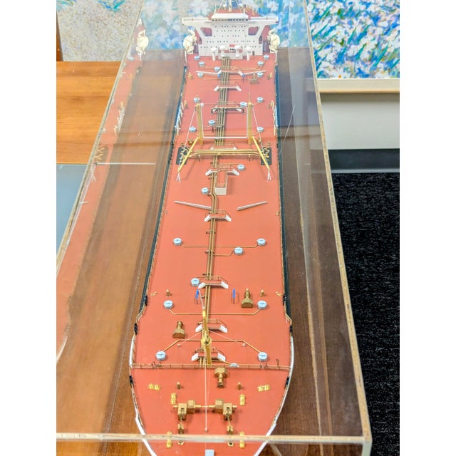 Rare Museum Quality Tanker Ship Model in Display Case Titled "Mv Captain Gregos" For Sale - Image 15 of 18