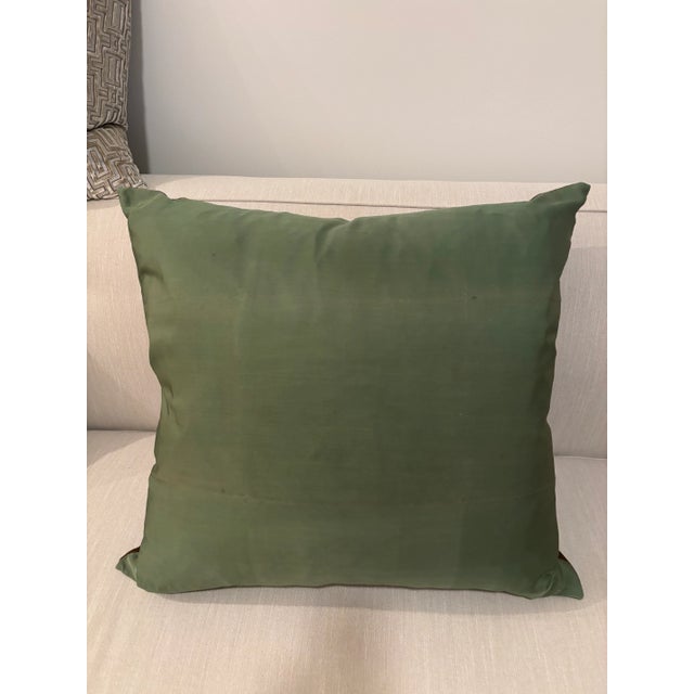 Silk fukusa of unusual color and crest. Family crest or mon features two large elegant cranes. Backing is original silk in...