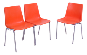 Steel Chairs and Orange Plastic Session Stackable from Wesifa, Set of 3
