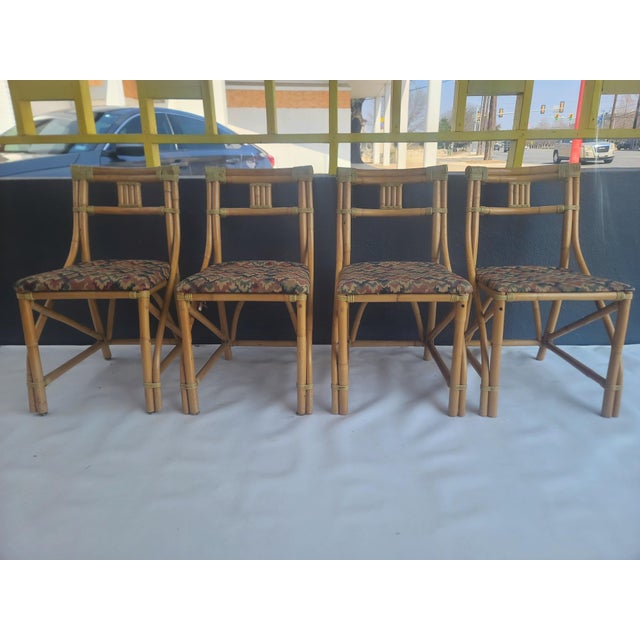 Hollywood Regency La Jolla Ratan Co Set of 4 Chairs For Sale - Image 3 of 11