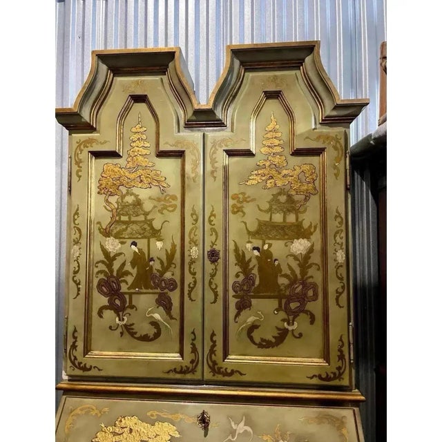 Late 20th Century Chinoiserie Secretary Desk & Hutch by Trouvailles Furniture For Sale - Image 5 of 9