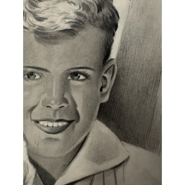 Original graphite pencil drawing by American artist and illustrator Theodore E. Schrock (1879–1952), depicting a smiling...