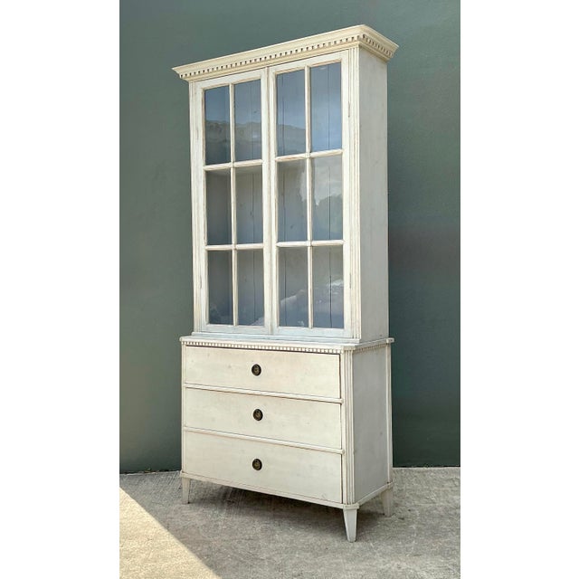 Vintage Painted Wood and Glass Cabinet For Sale - Image 12 of 12