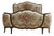 Sleigh Bed in Wood and Jacquard Fabric, 1950 For Sale