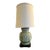 Large Vintage Mid-Century Modern Chinoiserie Chinese Bamboo Ceramic Table Lamp With Shade Black Sea Foam Green For Sale