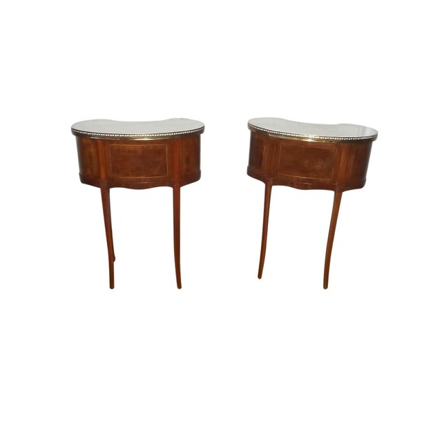 Early 20th Century Early 20th Century Louis XV Kidney Shaped Side Tables With Mable Tops, Pair For Sale - Image 5 of 5