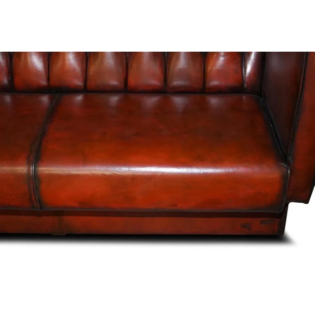 Set of 4-5 Seater Chesterfield Brown Leather Sofas For Sale - Image 16 of 18