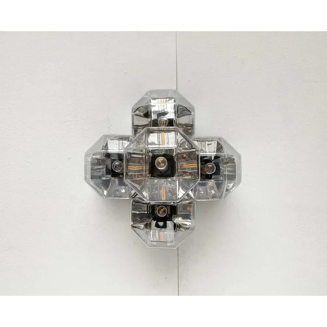 Black Vintage German Space Age Chrome & Glass Wall or Ceiling Lamp by Motoko Ishii for Staff For Sale - Image 8 of 18