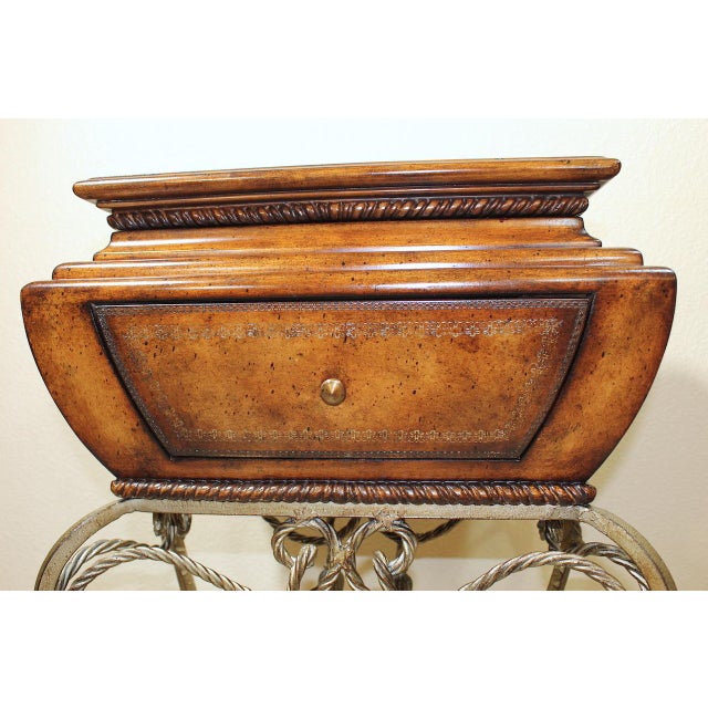 1980s 1980s Maitland Smith Vintage Gilt Steel Rope Vanity Table - French Style With Tassel End Legs and Lift-Top Storage For Sale - Image 5 of 12