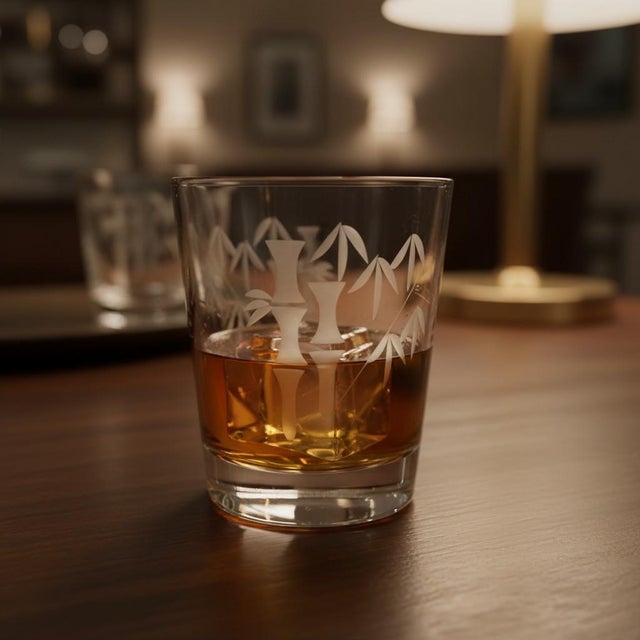 Mid-Century Modern Vintage Mid-Century Modern Sasaki Noritake Bamboo Etched Rocks Glasses- Set 6 For Sale - Image 3 of 11