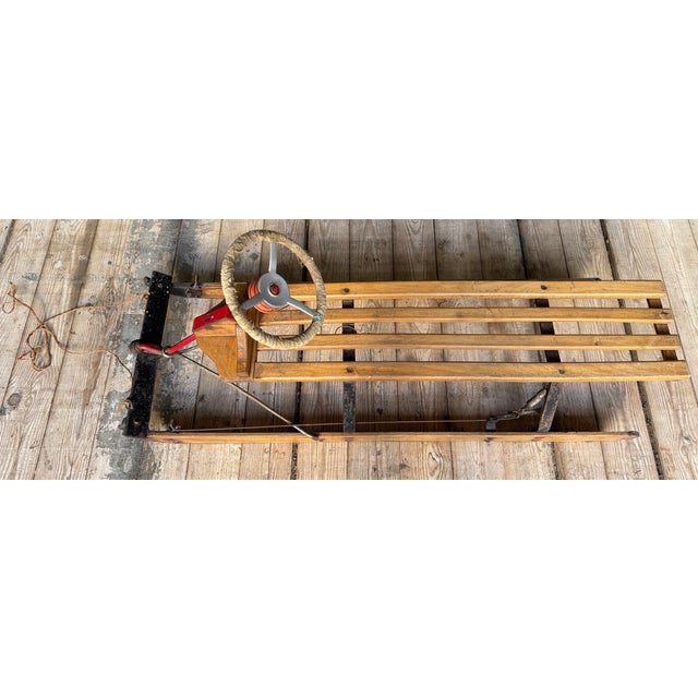 Vintage Steering Sled in Oak, 1920s For Sale - Image 11 of 17