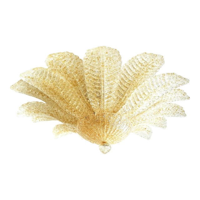 Venetian Amber Leaves Graniglia Murano Glass Flush Mount by Simoeng for Simoeng For Sale - Image 9 of 9
