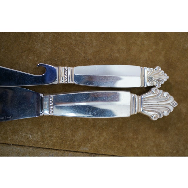 Georg Jensen Early 20th Century Danish Georg Jensen Acanthus Dronning Sterling Silver Cake & Cheese Knives For Sale - Image 4 of 12