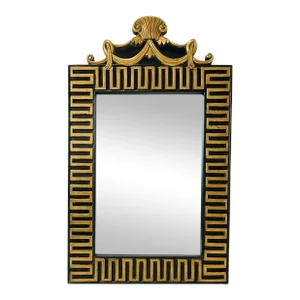 Vintage Greek Key Mirror in Solid Wood With Gold Gilt Attb to Maitland Smith