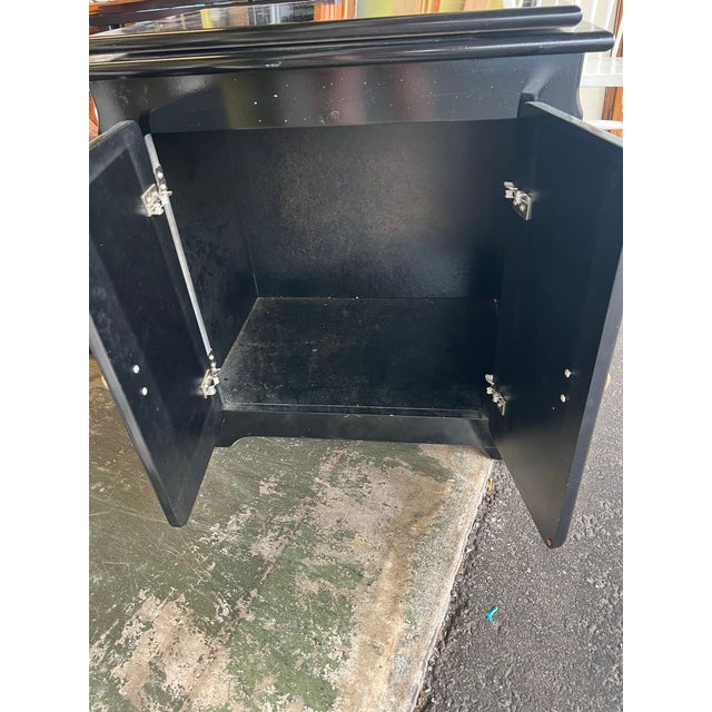 Art Deco 1980s Black Cabinet With Swivel Top - Tv Stand For Sale - Image 3 of 6