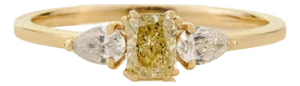 VRJewels Fancy Yellow Diamond Three-Stone Engagement Ring in 14k Gold Size 5