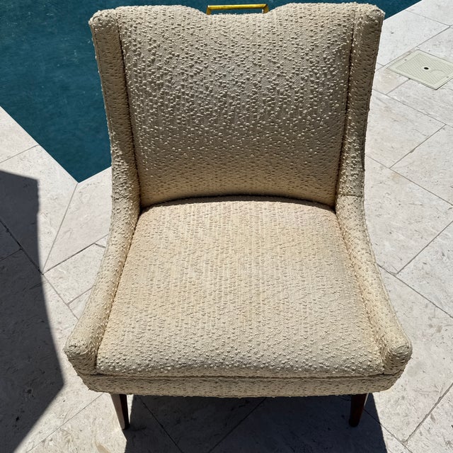Textile Vintage Harvey Probber Attributed Lounge Chair With Brass Handle Pull For Sale - Image 7 of 12