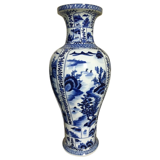 Ming Style Blue and White Floor Vase Chairish