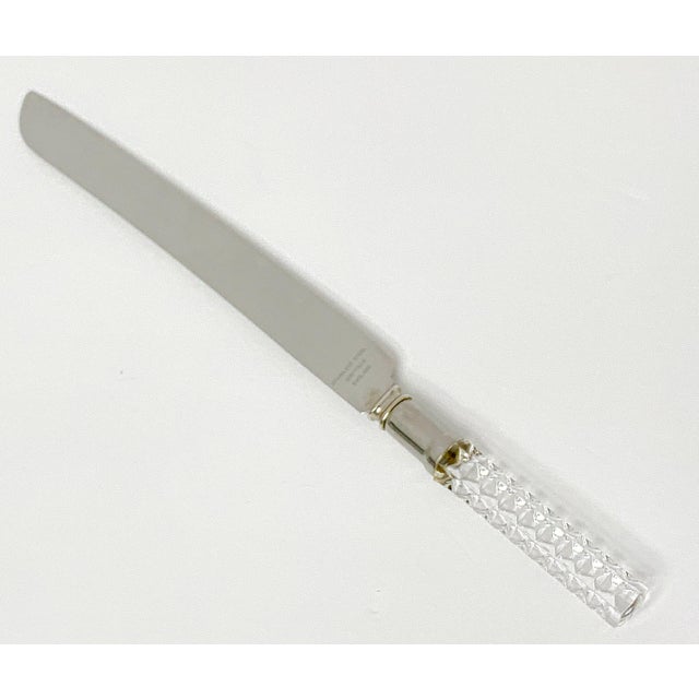Vintage Hollywood Regency Style Sheffield England Crystal Diamond Cut Handle Bread Cake Knife For Sale - Image 9 of 9
