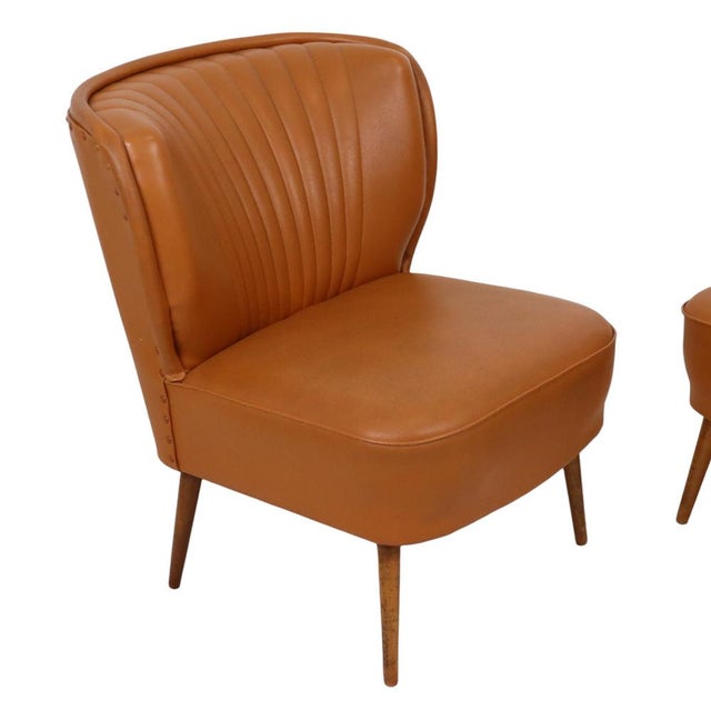 Vintage Expo 58 Cocktail Chairs in Cognac Faux Leather, 1960s, Set of 2 For Sale - Image 3 of 18