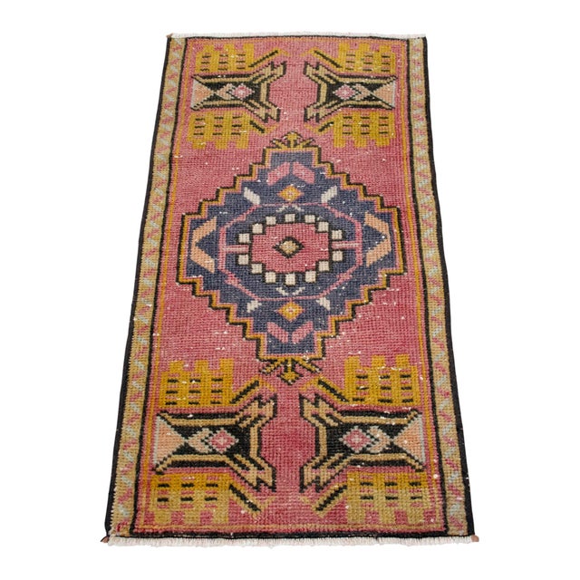 Hand Knotted Small Turkish Rug Door Mat, Entryway Rug, Bath Mat, Kitchen Decor - 1′4″ × 2′6″ For Sale - Image 4 of 13