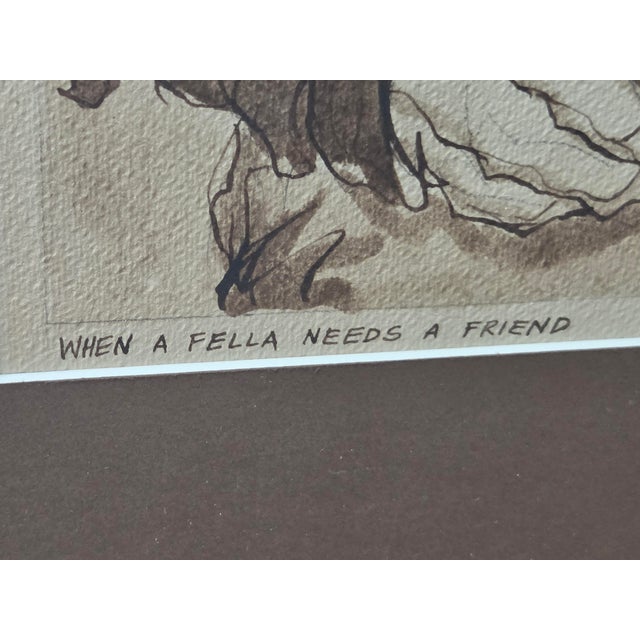 Early 1959 George Crionas Watercolor Original Signed and Titled: When a Fellow Needs a Friend For Sale - Image 4 of 11