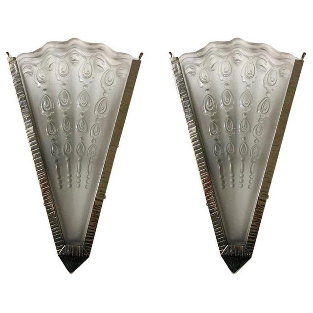 French Art Deco Fan Sconces by Genet Et Michon - a Pair For Sale - Image 12 of 12