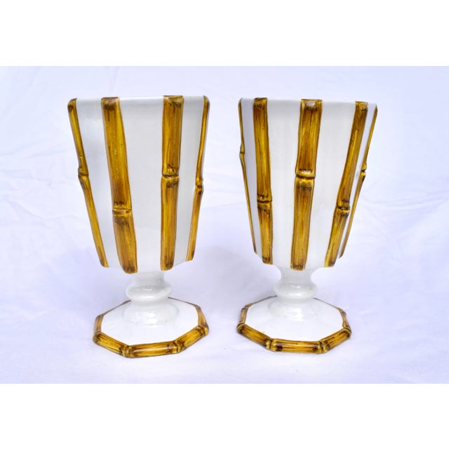 1970s Majolica Bamboo With Dragonflies Beverage Goblets S/11 For Sale - Image 10 of 13