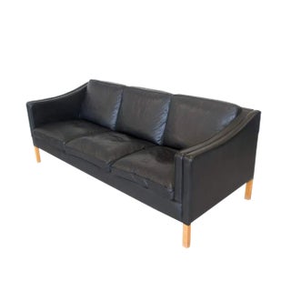Danish 3-Seater Sofa in Black Leather from Stouby, 1960s For Sale