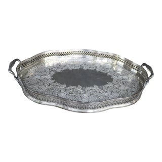 English Silver-Plated Gallery Tray For Sale