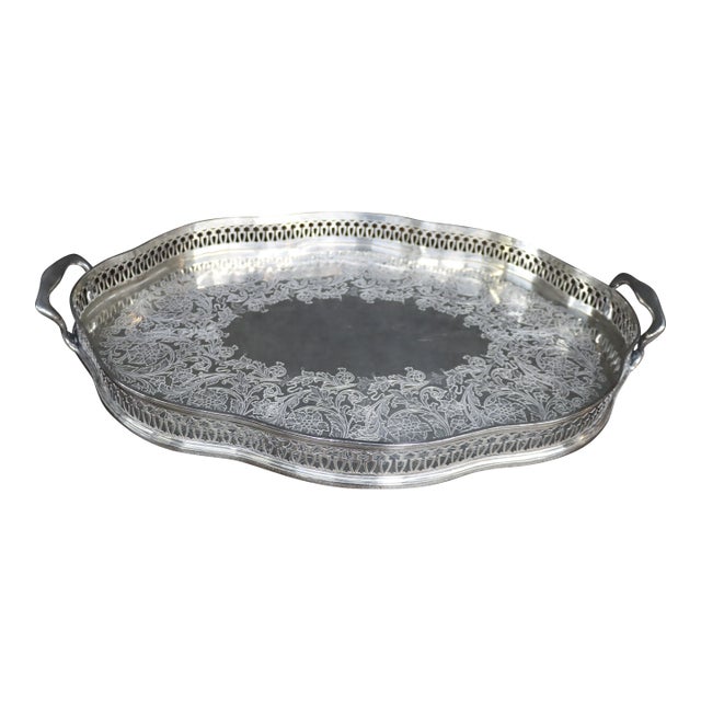 English Silver-Plated Gallery Tray For Sale