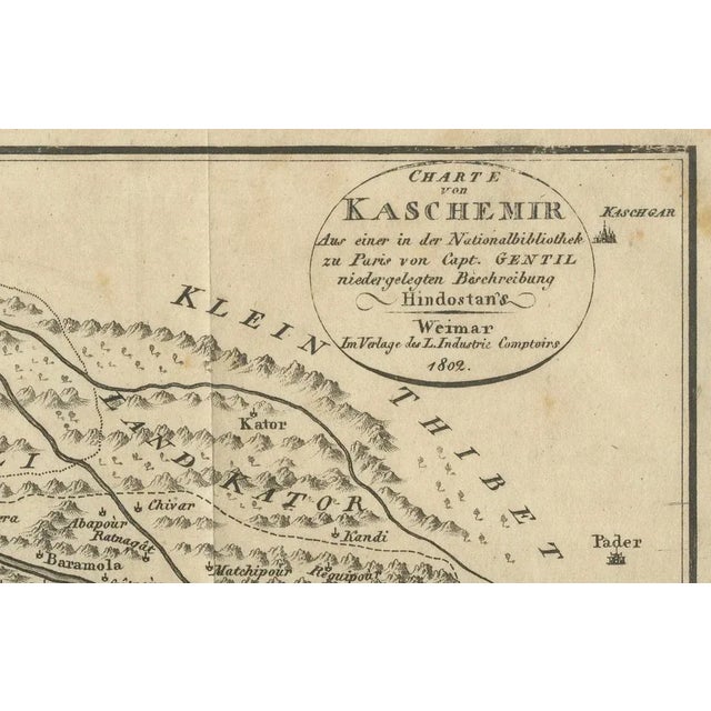 Paper German Map of Kashmir and Surrounding Regions by Weimar, 1802 For Sale - Image 7 of 10