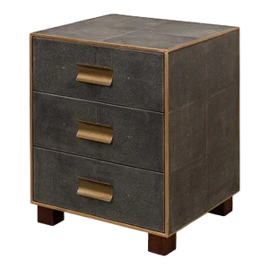 Mid Century Leather Side Table - Gray