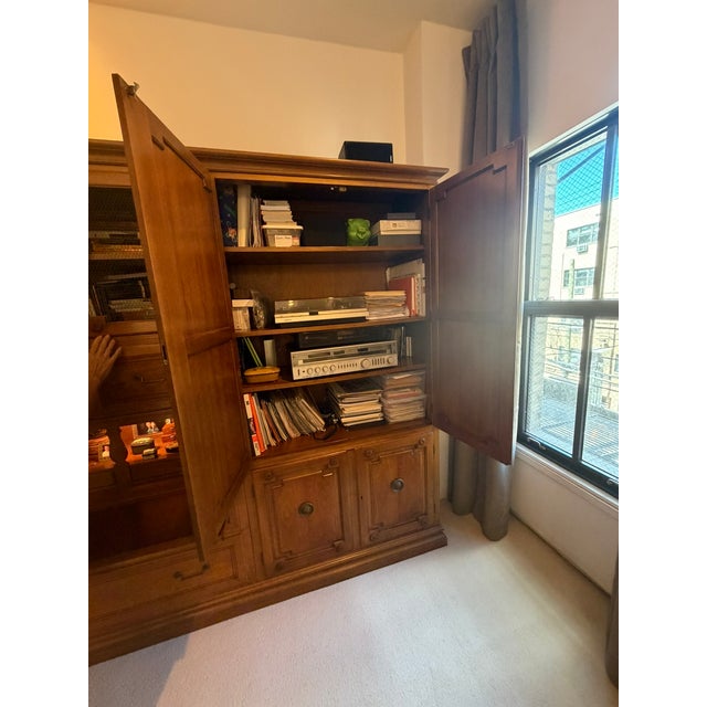 Wood 1980 German Baker 9‑Piece Wall Unit & Secretary – Modular Library Cabinet For Sale - Image 7 of 14