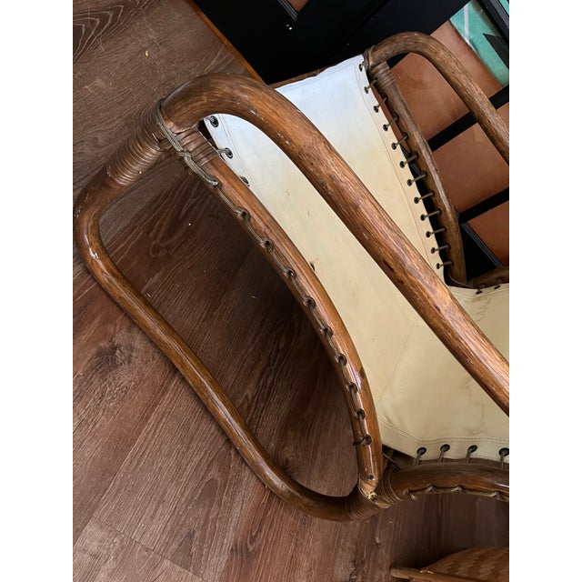 Burnt Umber 1960s Mid Century Bent Wood Chair With Laced Canvas Seat For Sale - Image 8 of 10