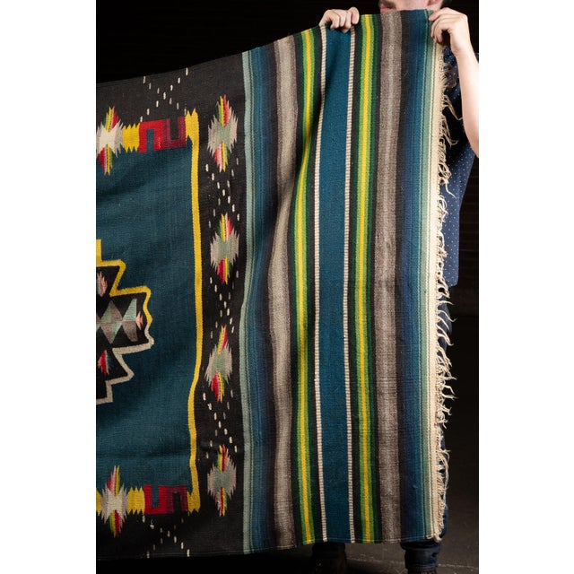 Vintage Southwest Motif Mexican Serape Throw For Sale - Image 4 of 8