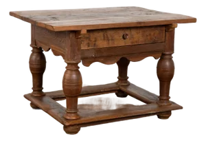 Baroque Danish Oak Side Table Console With Single Drawer