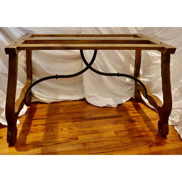 Vintage Table Base made of French Oak Wood & Wrought Iron. This listing is for the table base only.
