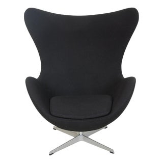 Vintage Egg Chair in Black Fabric by Arne Jacobsen, 2000s For Sale