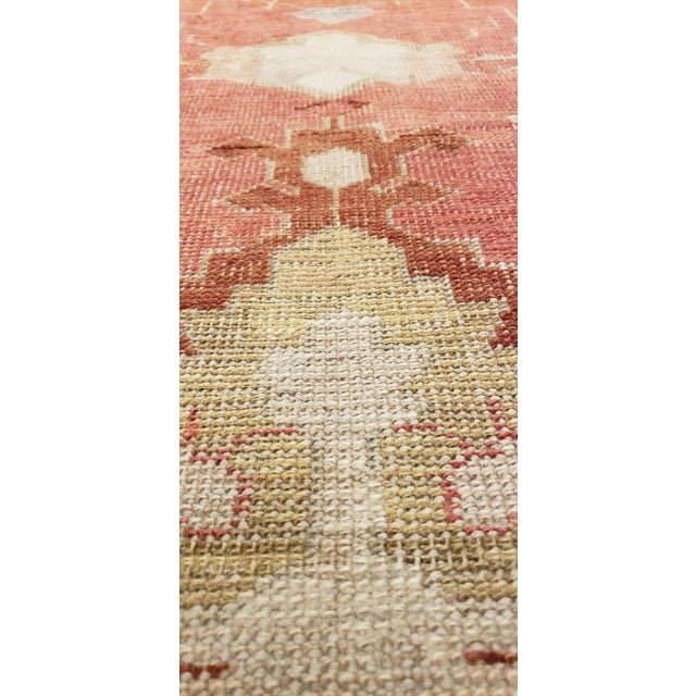 Textile Antique Oushak Carpet, Handmade Turkish Oriental Rug, Beige, Coral, Soft Colors For Sale - Image 7 of 13