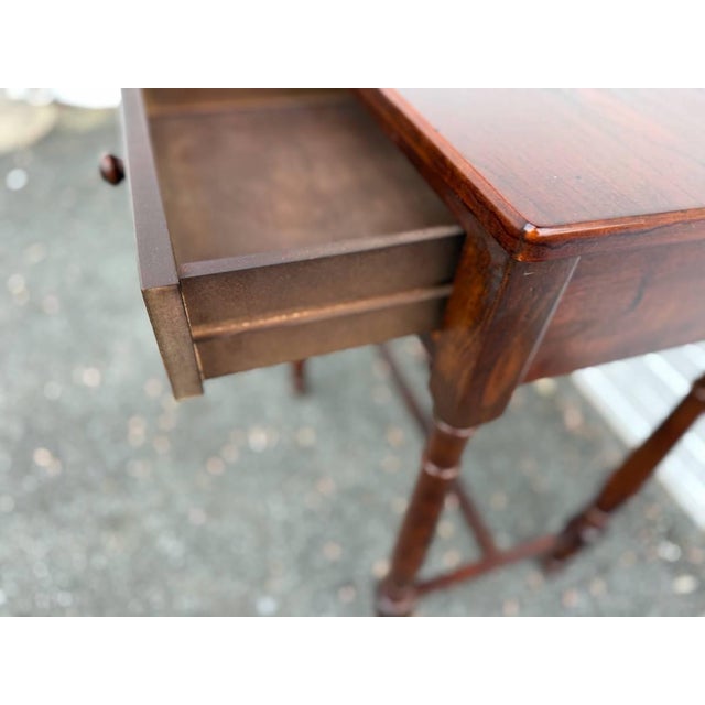 Brown Pair of Vintage Sheraton Style 1 Drawer Side Tables by Bombay Co. For Sale - Image 8 of 18