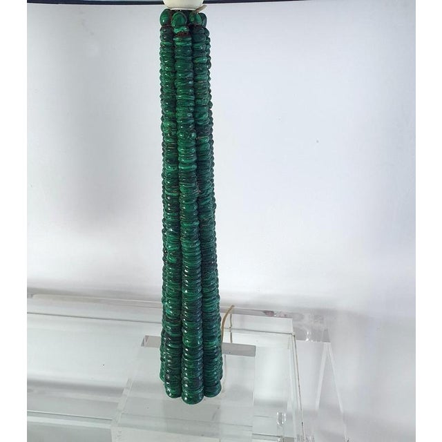 Gemstone Modern Hand-Crafted Table Lamps in Malachite and Acrylic Glass, Italy, 1990s, Set of 2 For Sale - Image 7 of 9