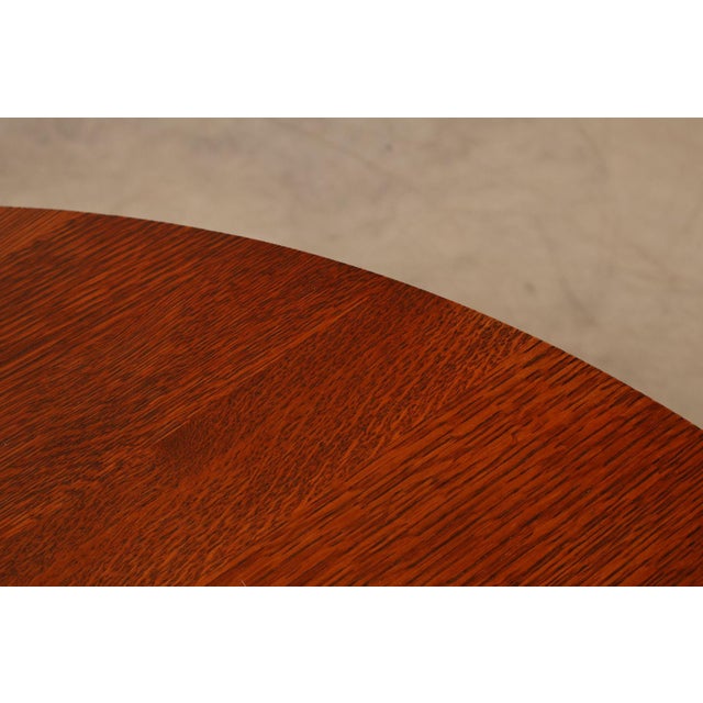 Wood Stickley Mission Collection 46" Round Oak Pedestal Dining Table For Sale - Image 7 of 18