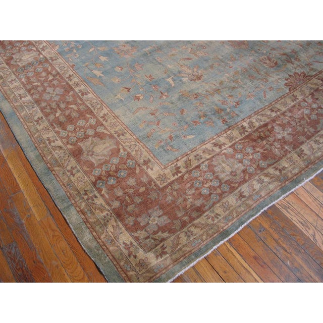 Early 20th Century Superb Ligth Blue Background Allover-Floral Pattern Antique Indian Agra Lahore Rug For Sale - Image 5 of 5