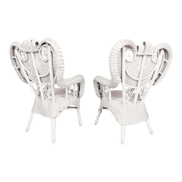 Heywood Wakefield Wicker Armchairs, a Pair For Sale - Image 9 of 9