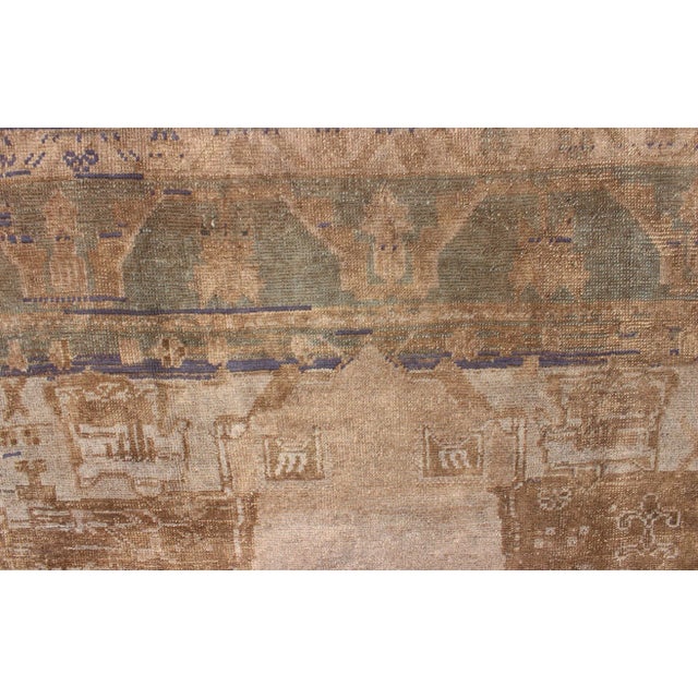 Textile Vintage Turkish Oushak Rug in Faded Beige, Dusty Taupe, and Weathered Blue For Sale - Image 7 of 11