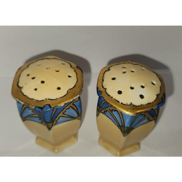 1900s Art Noveau Hand Painted Bluebell Salt & Pepper Shakers by Moritz Zdekauer, Austria For Sale - Image 10 of 17