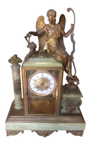 19th Century Neoclassical French Oynx & Dore Bronze Clock