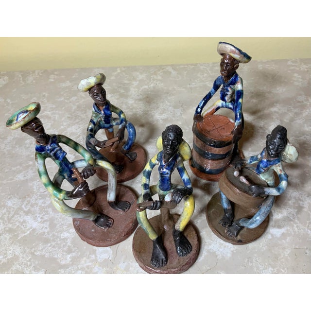 Late 20th Century Caribbean Musical Group Ceramic Figurines - Set of 5, Made in Antigua For Sale - Image 10 of 12